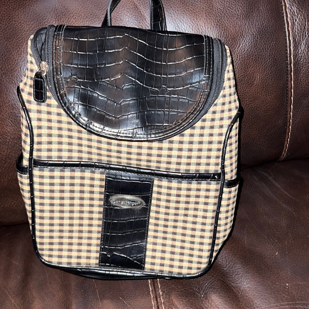 Longaberger Black and Tan mini backpack